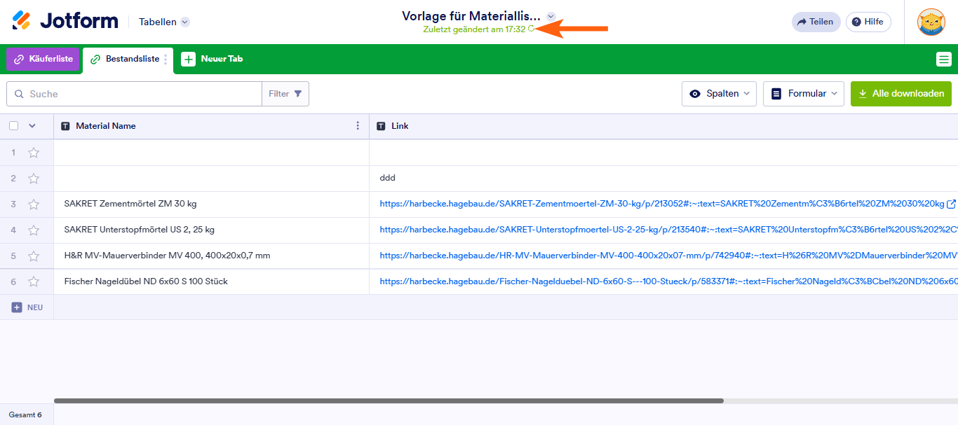 Wie Sie den Änderungsverlauf in Jotform Tabellen anzeigen können Image-1