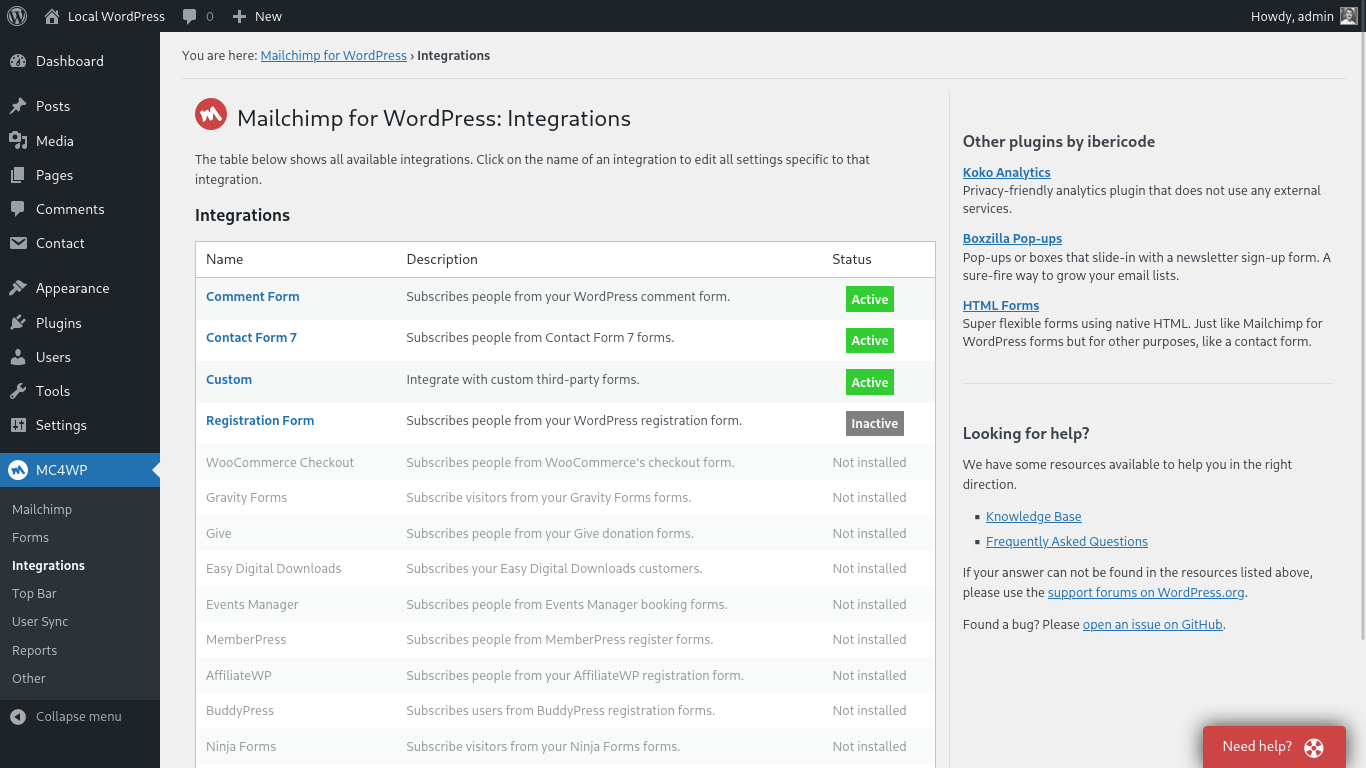 MC4WP Plugin Interface