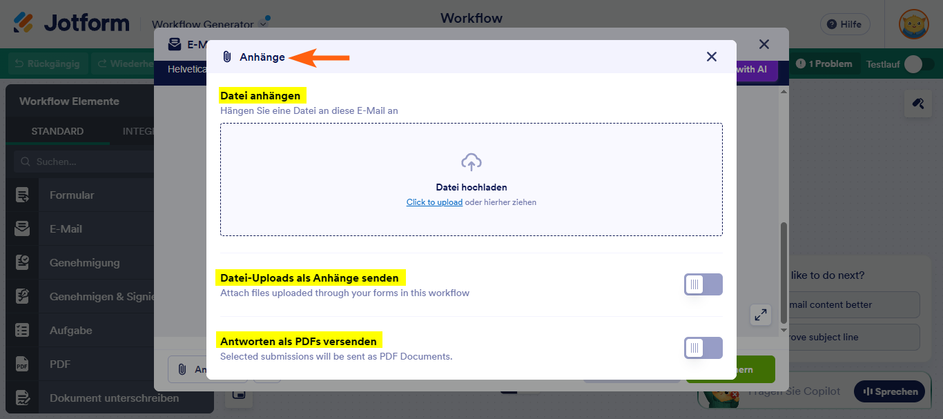 Wie Sie ein Element zum Senden von E-Mails in Jotform Approvals einrichten Image-6