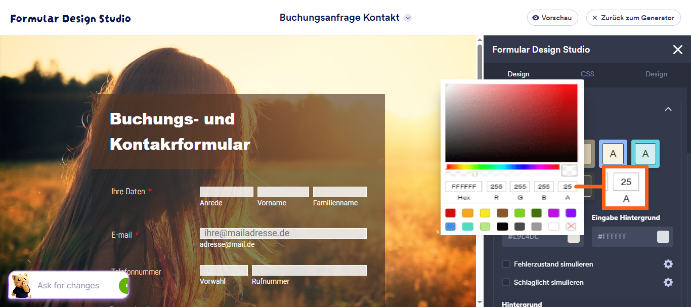 Wie Sie die Deckkraft des Formularhintergrunds anpassen Image-3