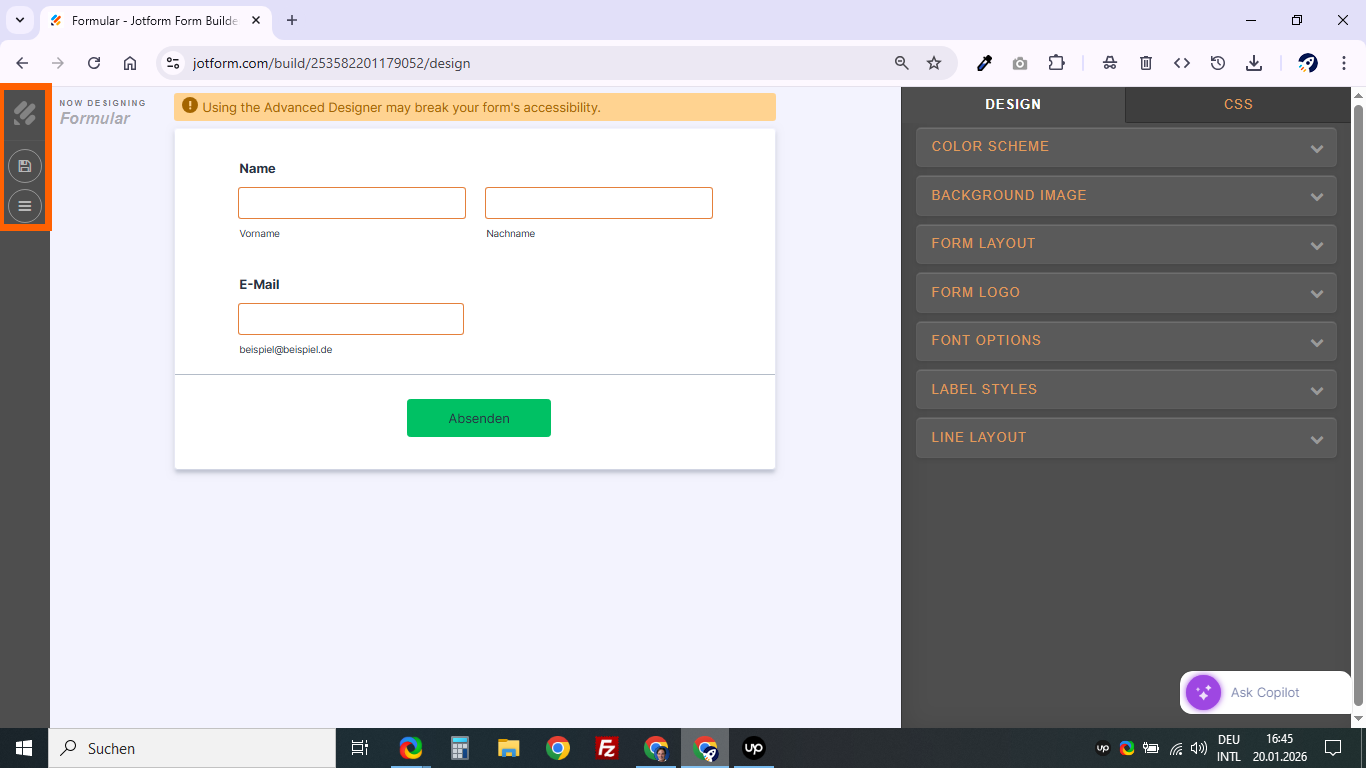 Wie Sie auf den erweiterten Designer zugreifen Image-5