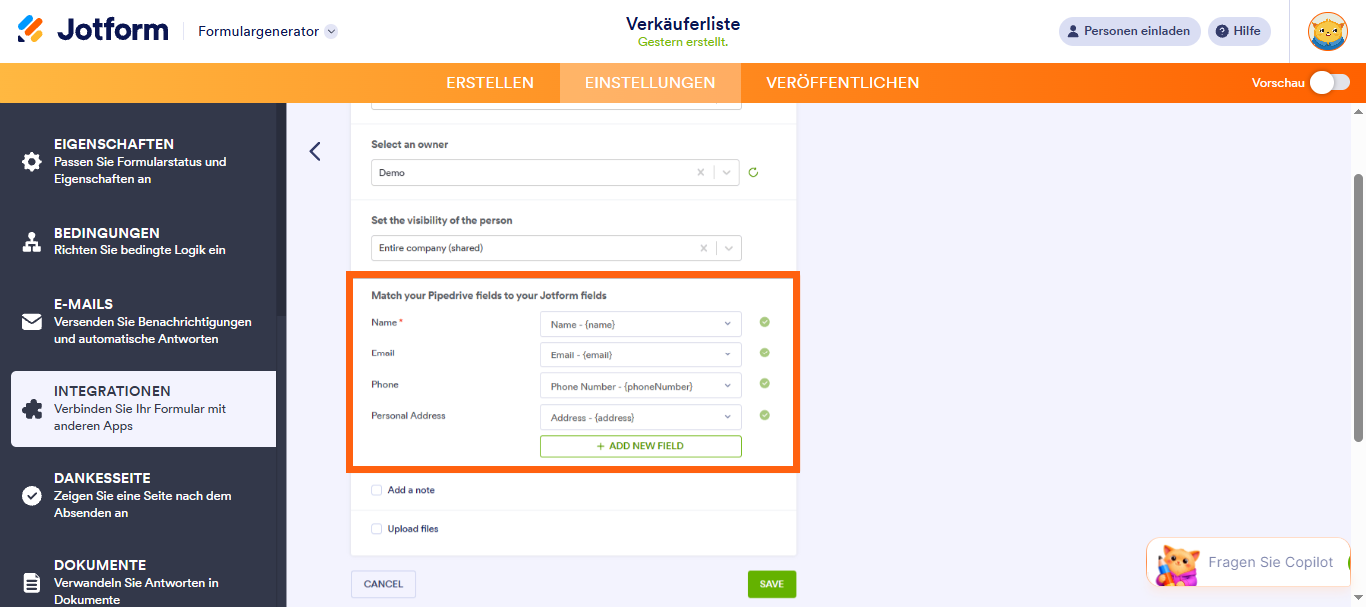 Wie Sie Jotform mit Pipedrive integrieren Image-5