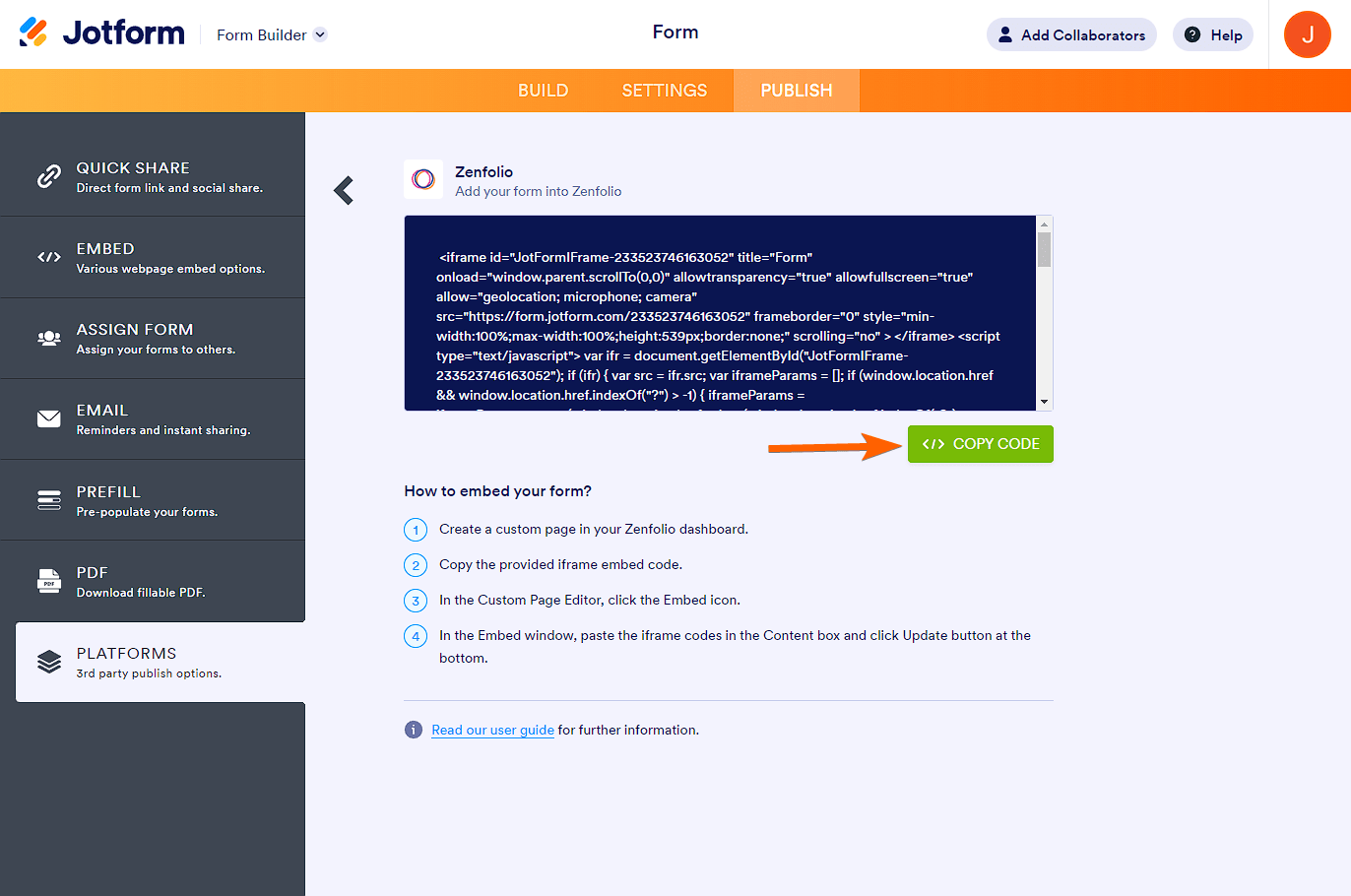 How to Embed a Form to Zenfolio Classic