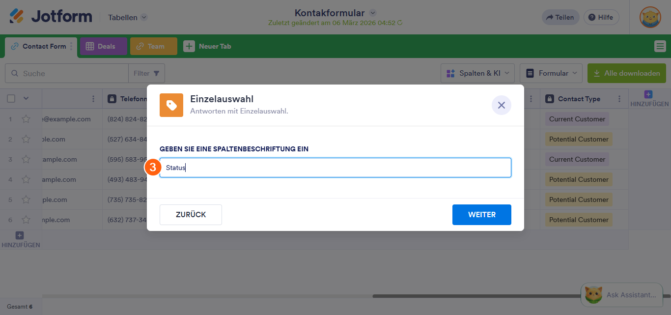 Wie Sie eine Dropdown-Liste in Jotform Tabellen erstellen Image-3