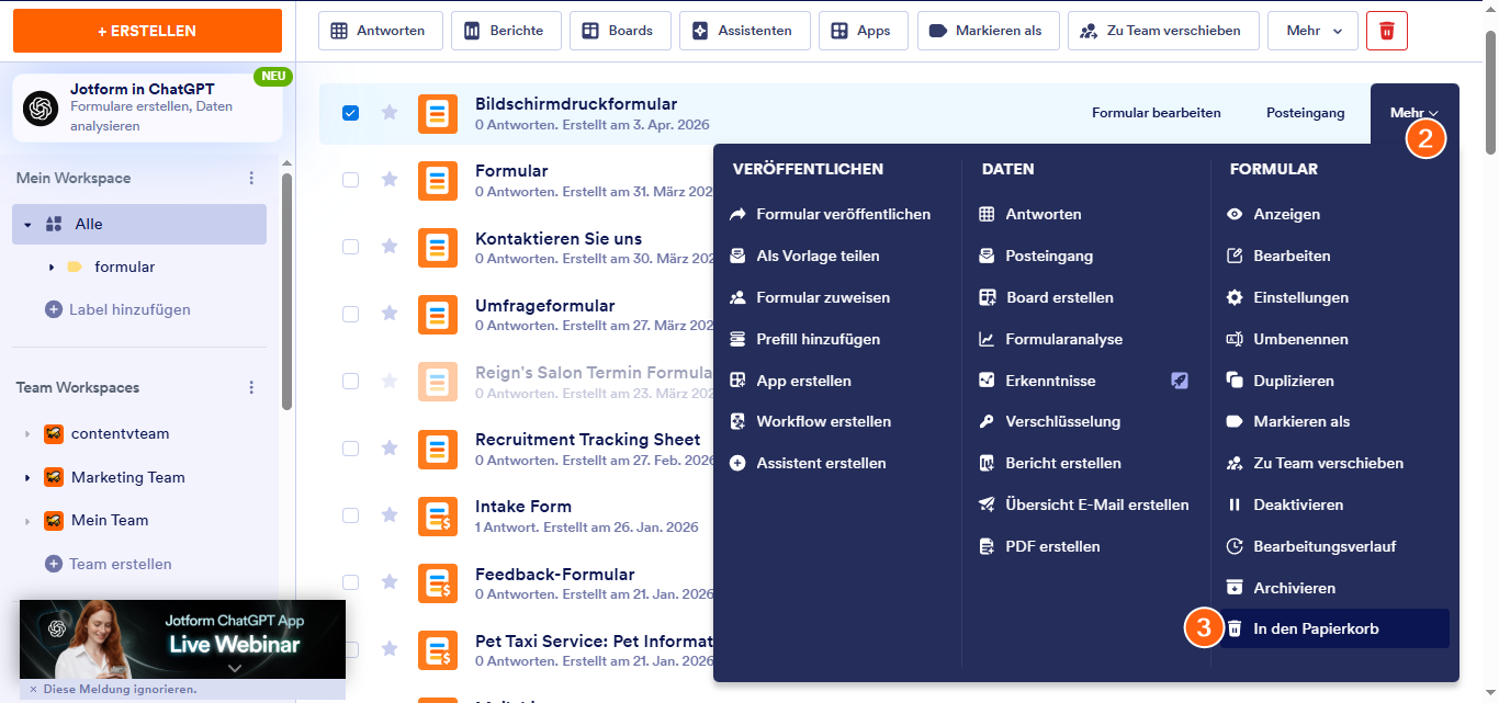 Wie Sie ein Formular löschen Image-2