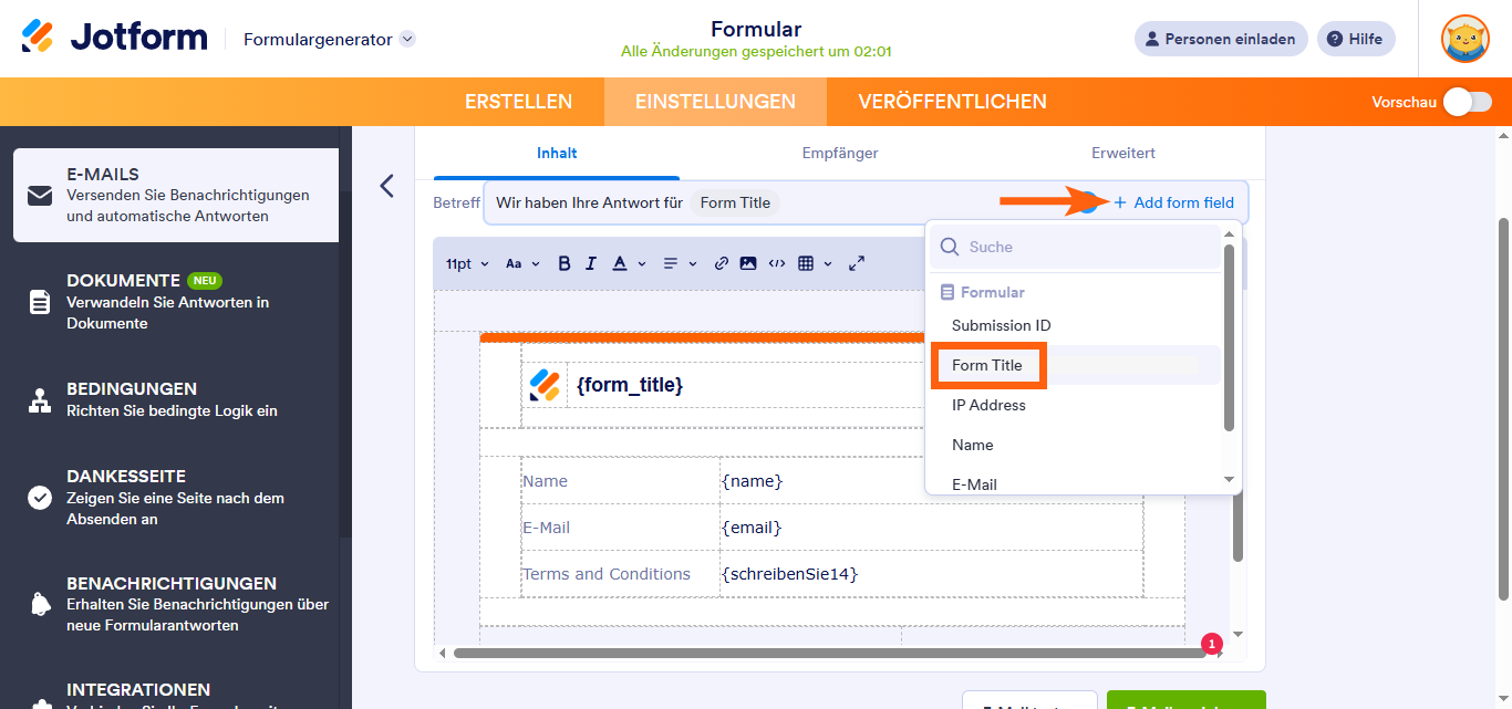 Wie Sie den Formulartitel zur Benachrichtigungs-E-Mail hinzufügen Image-4