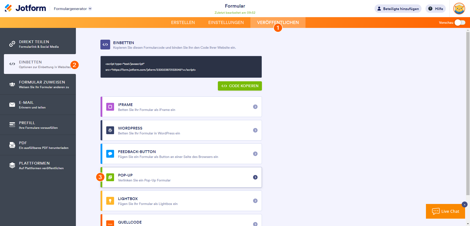 Wie Sie ein Pop-up-Fenster mit Jotform erstellen Image-1
