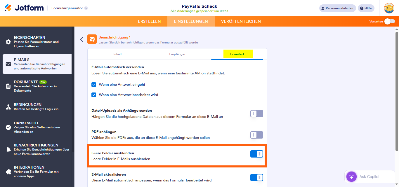 Wie Sie die leeren Felder bei E-Mail-Benachrichtigungen ausblenden Image-2