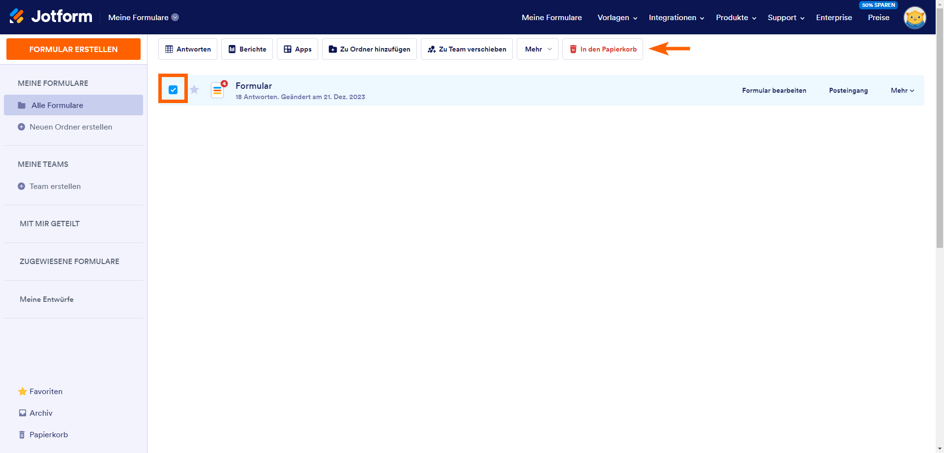 Wie Sie ein Formular löschen Image-1