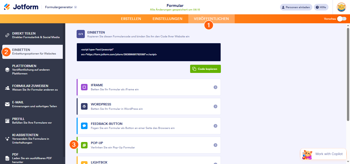 Wie Sie ein Pop-up-Fenster mit Jotform erstellen Image-1