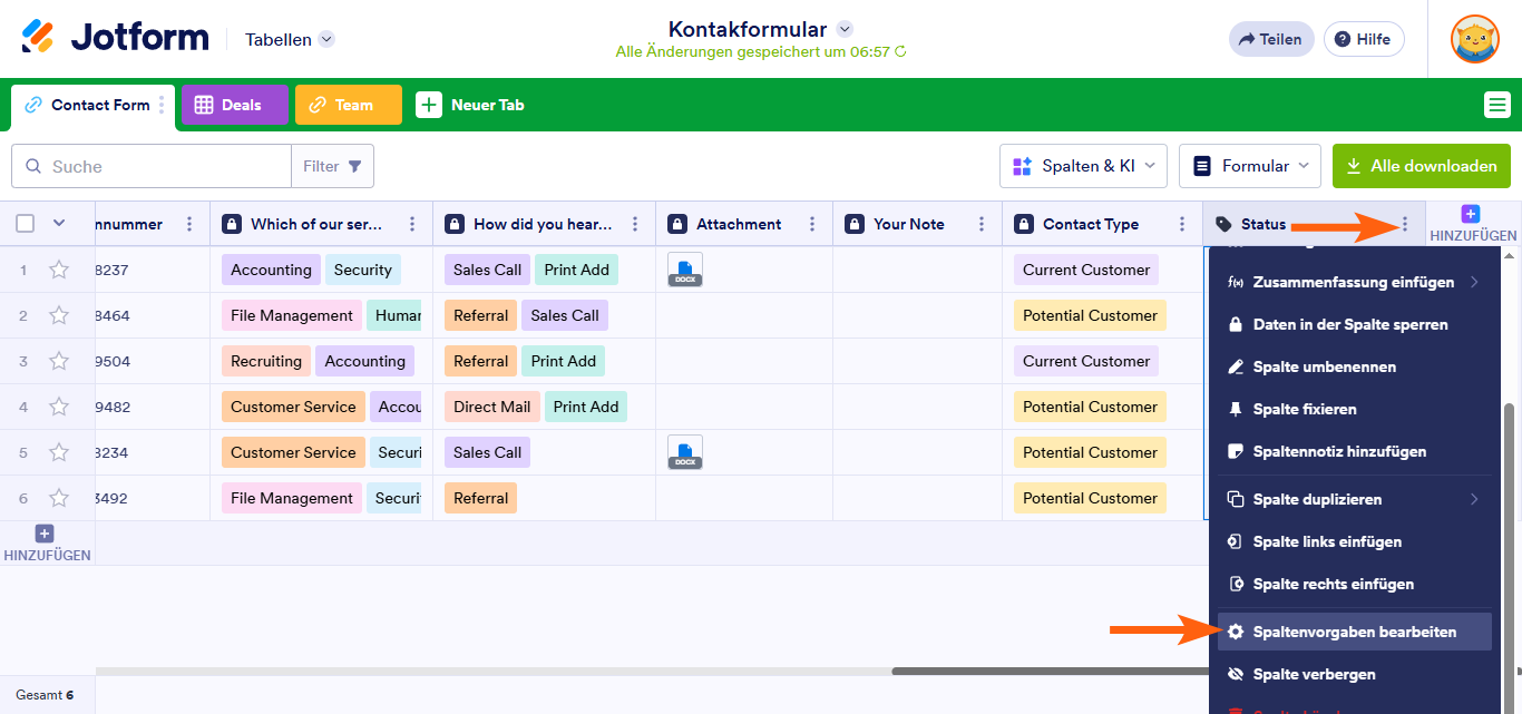 Wie Sie eine Dropdown-Liste in Jotform Tabellen erstellen Image-6