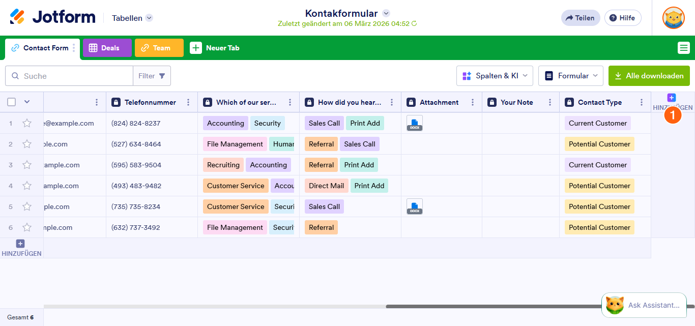 Wie Sie eine Dropdown-Liste in Jotform Tabellen erstellen Image-1