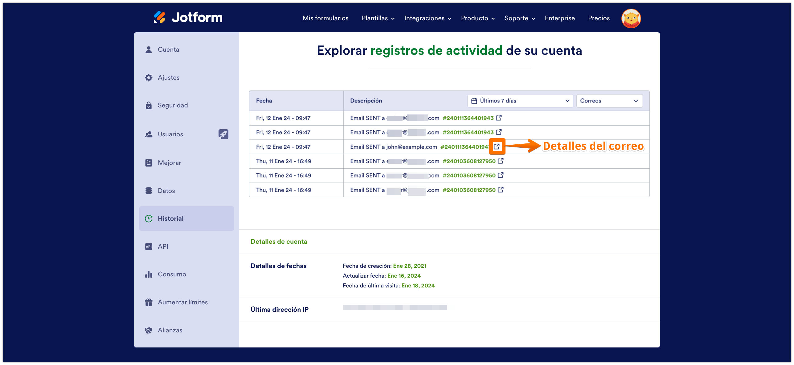Cómo ver todo el historial de correo electrónico de su formulario Image-3