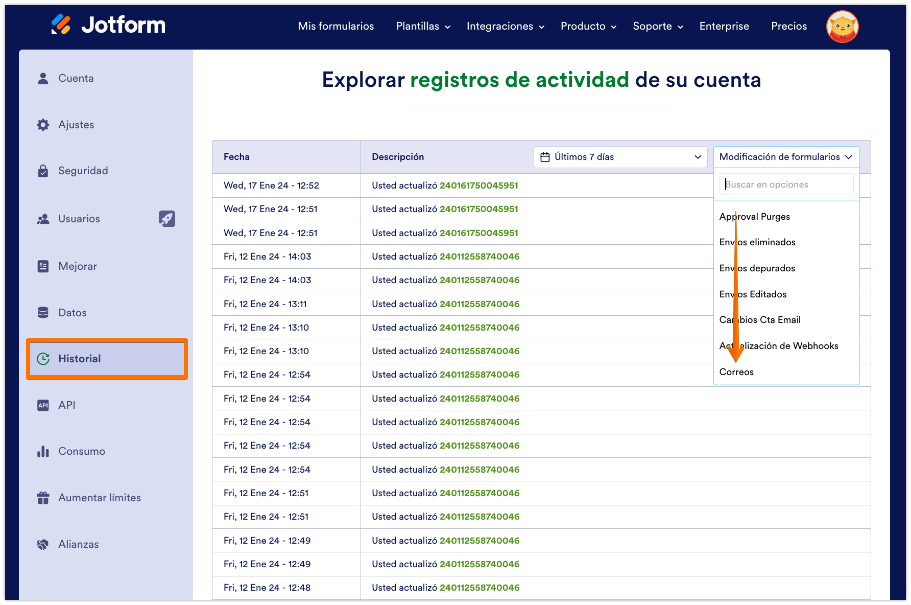 Cómo ver todo el historial de correo electrónico de su formulario Image-2