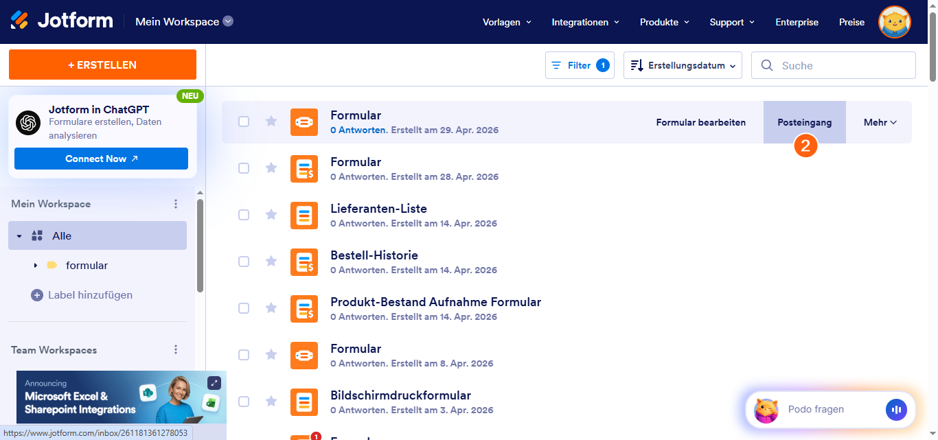 Wie Sie auf den Jotform Posteingang zugreifen Image-2