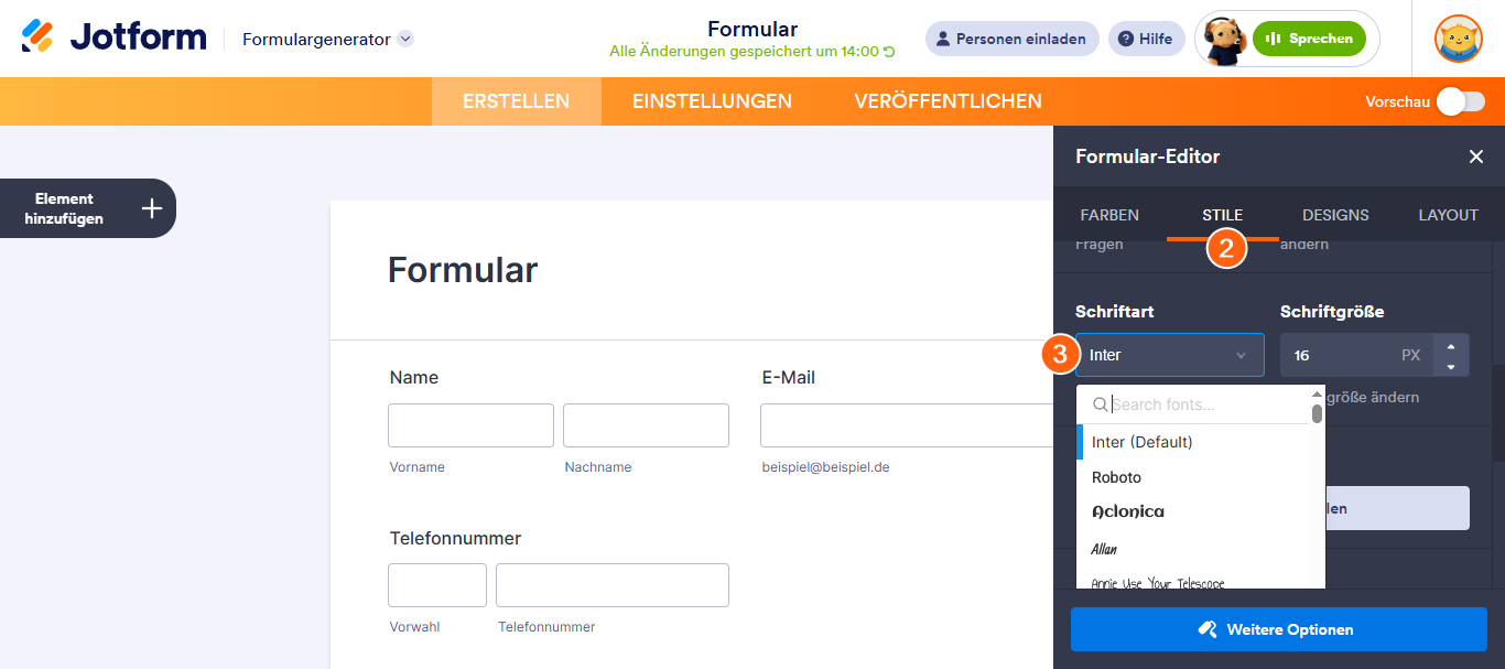 Wie Sie Schriftarten im Formular ändern Image-2