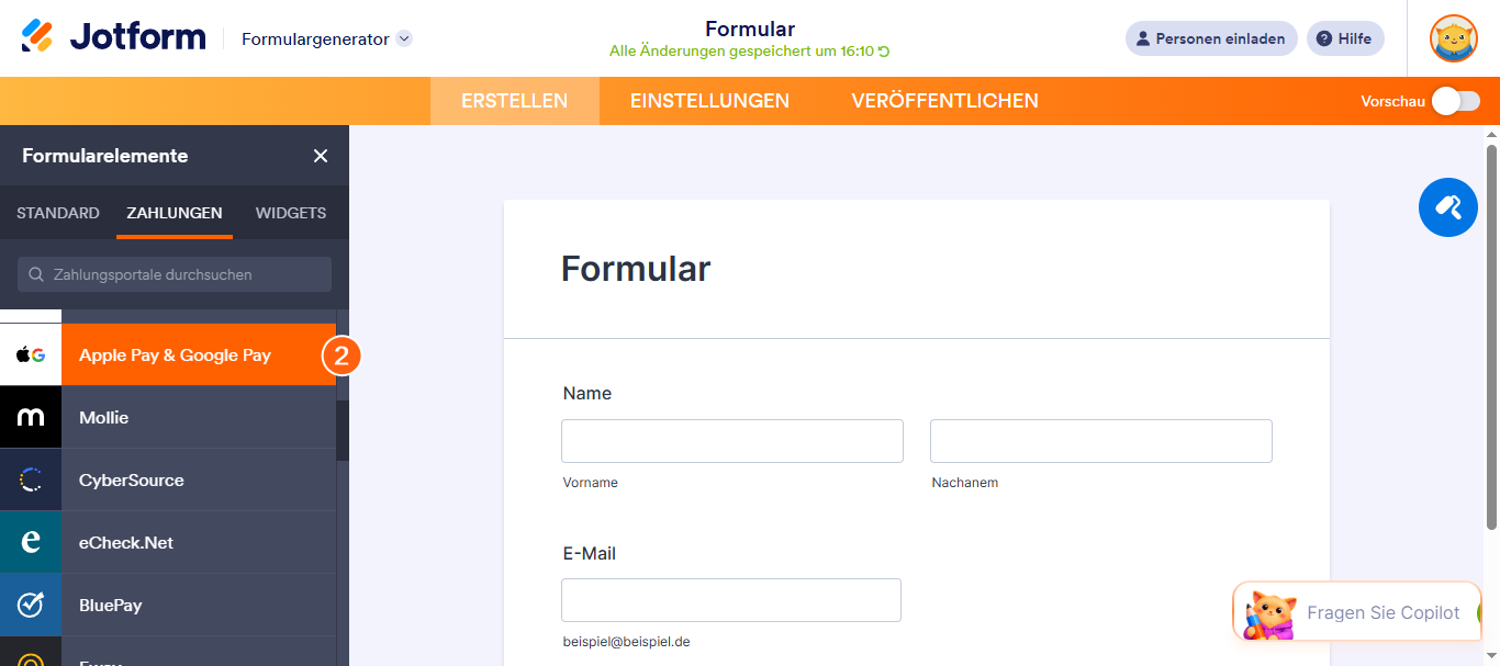 Wie Sie Jotform mit Apple Pay und Google Pay integrieren Image-2