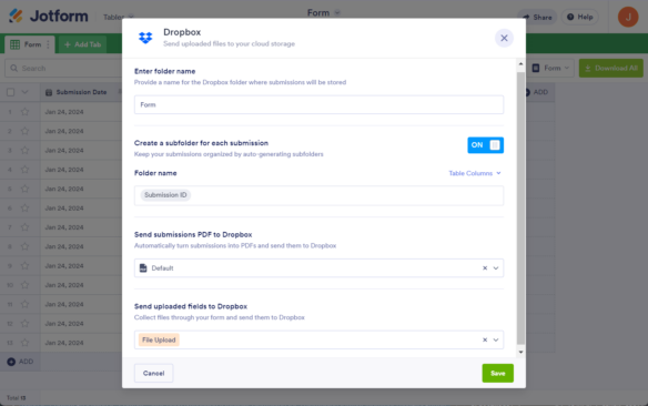 How to Send Files in Jotform Tables