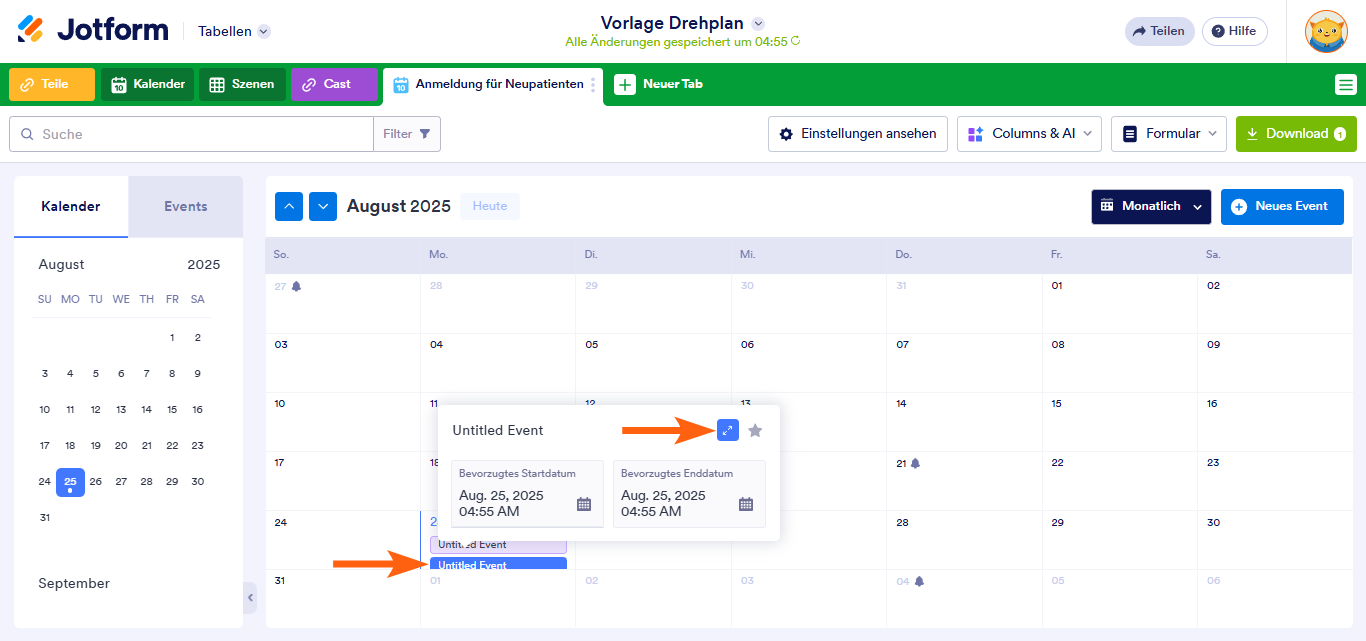 Wie Sie eine Kalenderansicht in Jotform Tabellen hinzufügen Image-16