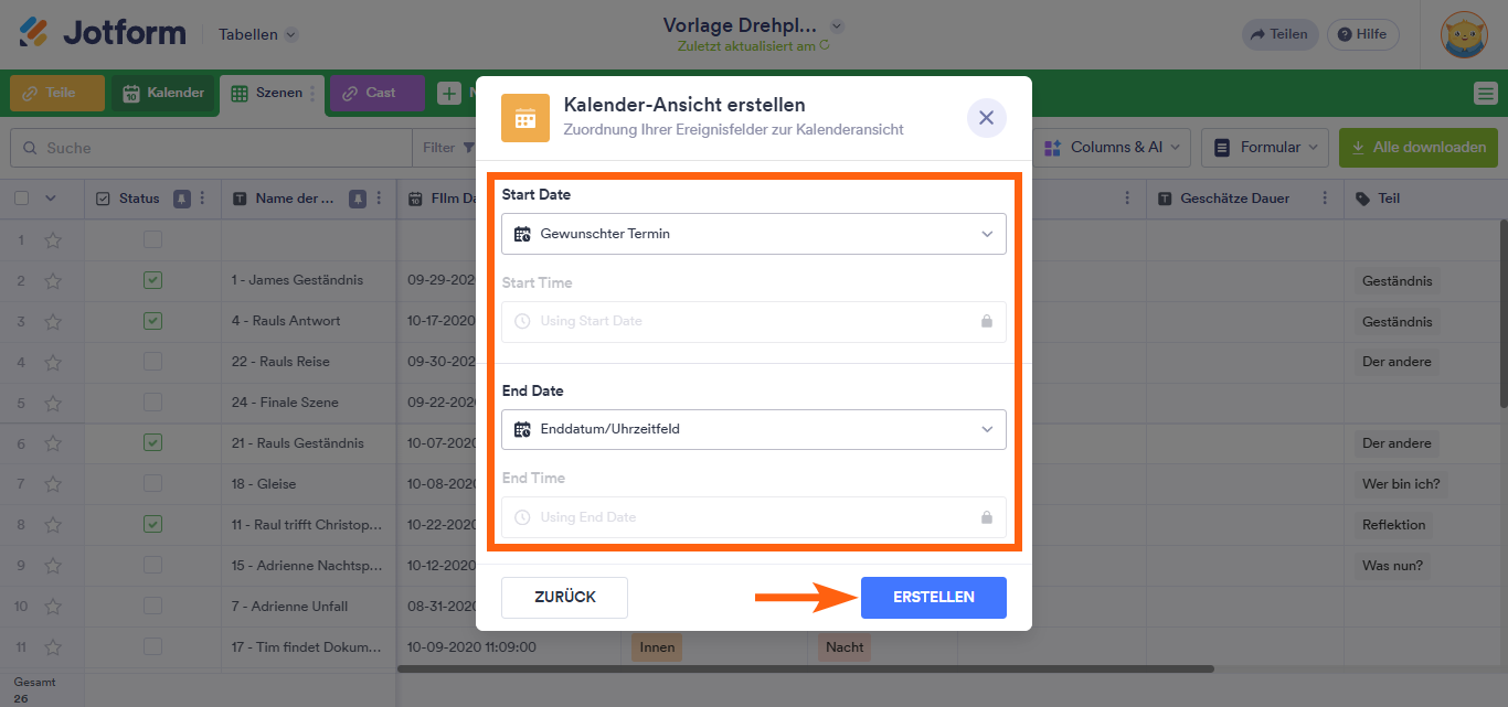 Wie Sie eine Kalenderansicht in Jotform Tabellen hinzufügen Image-4