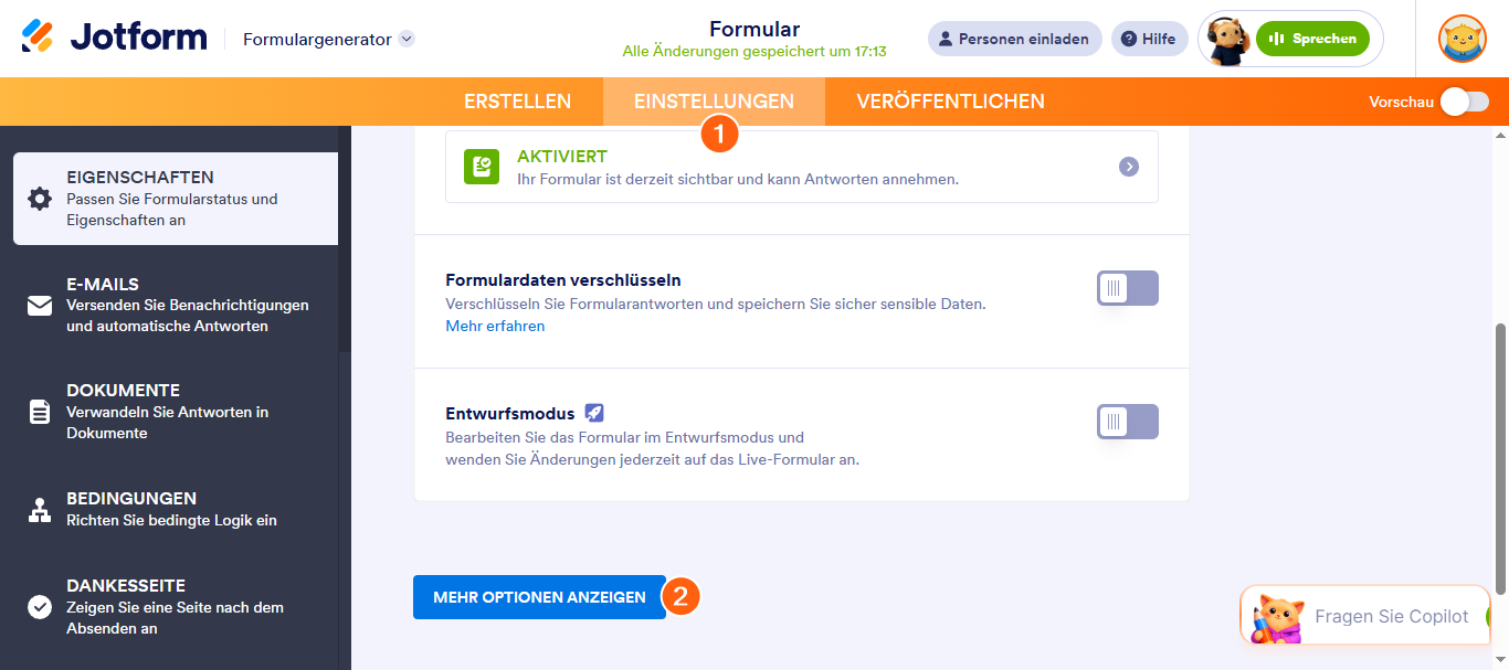Wie Sie Speichern und später fortfahren in Formularen aktivieren Image-3