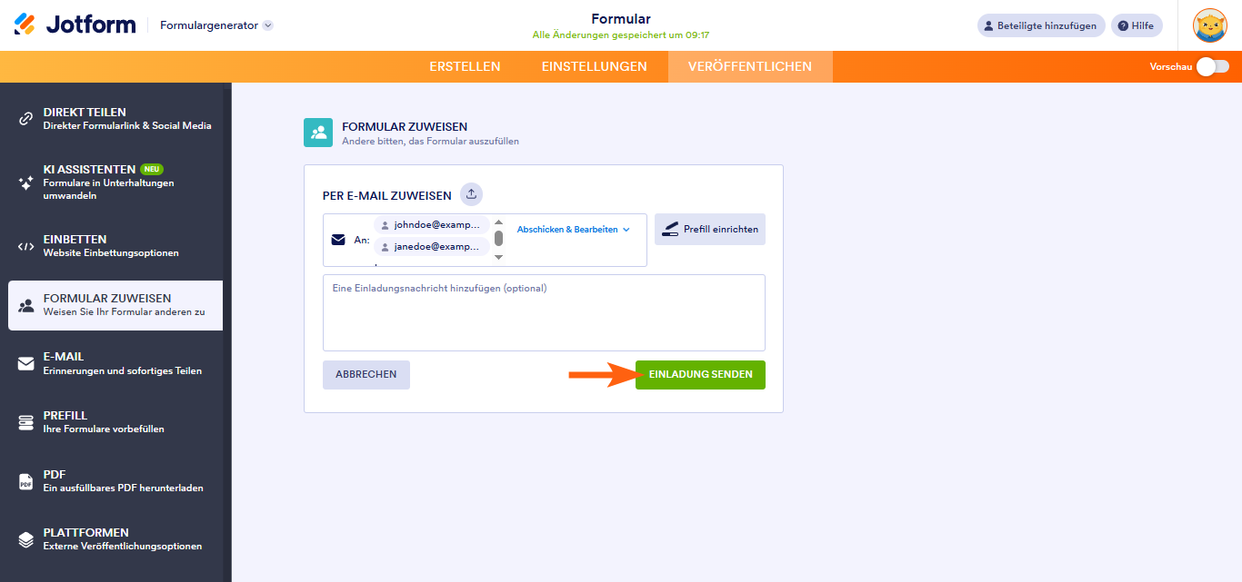 Hinzufügen von Empfängern zu Ihrem Formular Image-2
