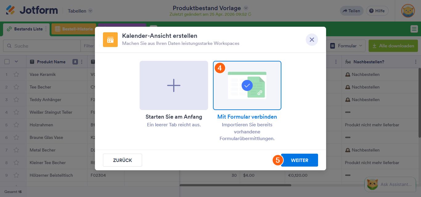Wie Sie eine Kalenderansicht in Jotform Tabellen hinzufügen Image-2