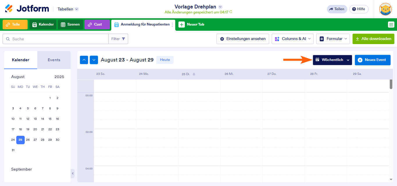 Wie Sie eine Kalenderansicht in Jotform Tabellen hinzufügen Image-12