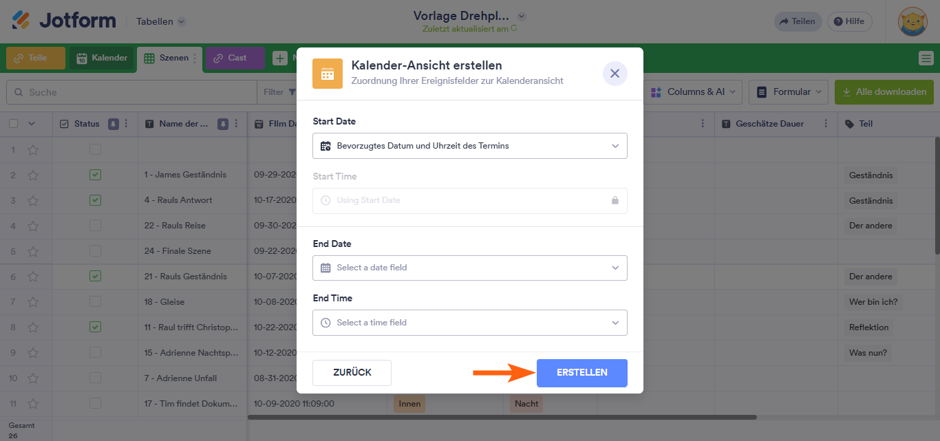 Wie Sie eine Kalenderansicht in Jotform Tabellen hinzufügen Image-5