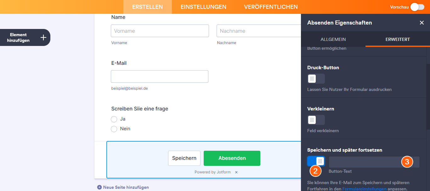 Wie Sie Speichern und später fortfahren in Formularen aktivieren Image-2