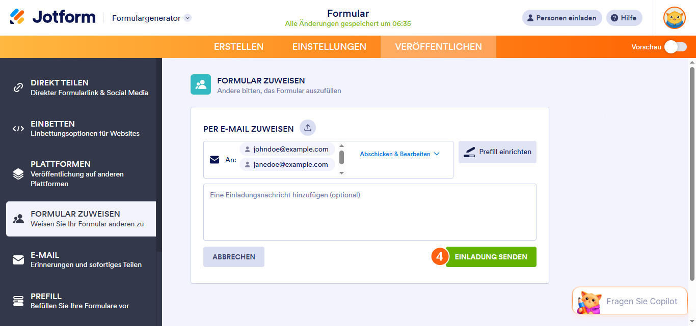 Hinzufügen von Empfängern zu Ihrem Formular Image-2