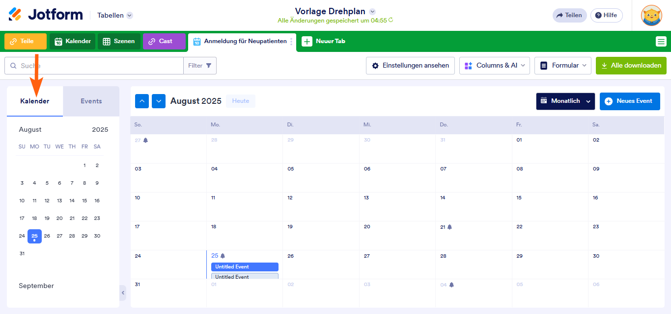 Wie Sie eine Kalenderansicht in Jotform Tabellen hinzufügen Image-18