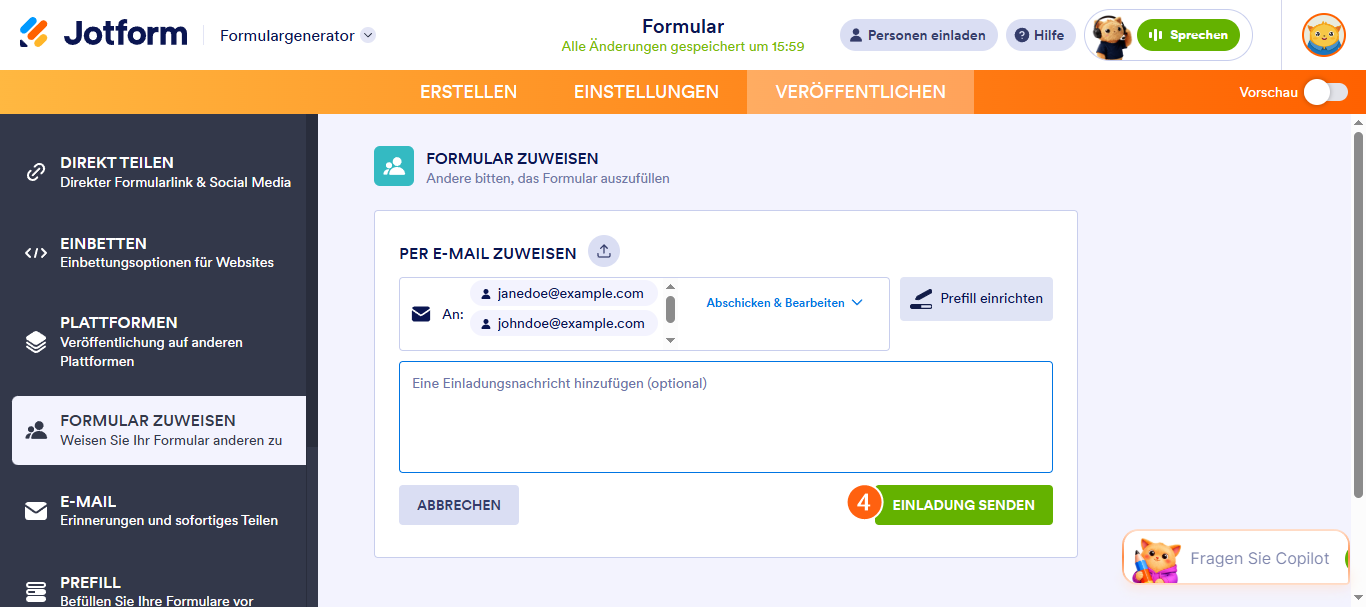 Hinzufügen von Empfängern zu Ihrem Formular Image-2