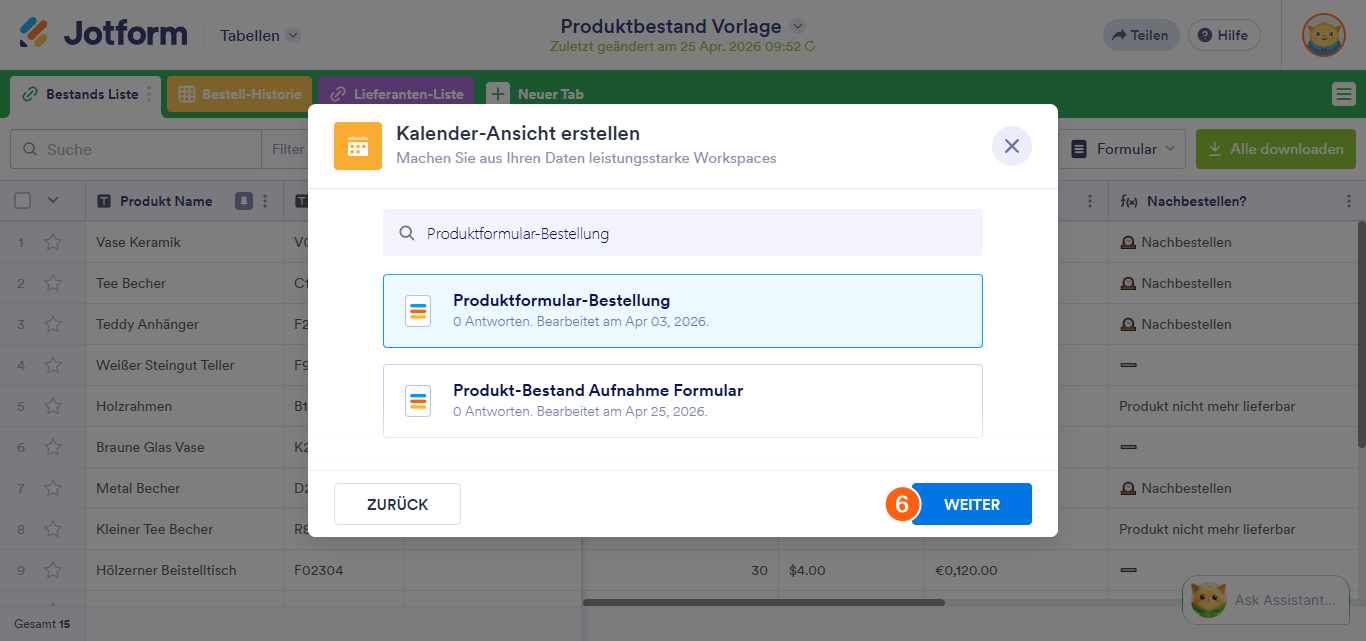 Wie Sie eine Kalenderansicht in Jotform Tabellen hinzufügen Image-3