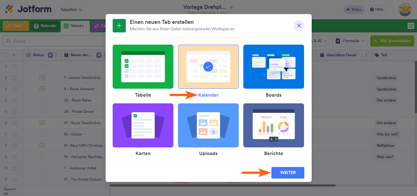 Wie Sie eine Kalenderansicht in Jotform Tabellen hinzufügen Image-1