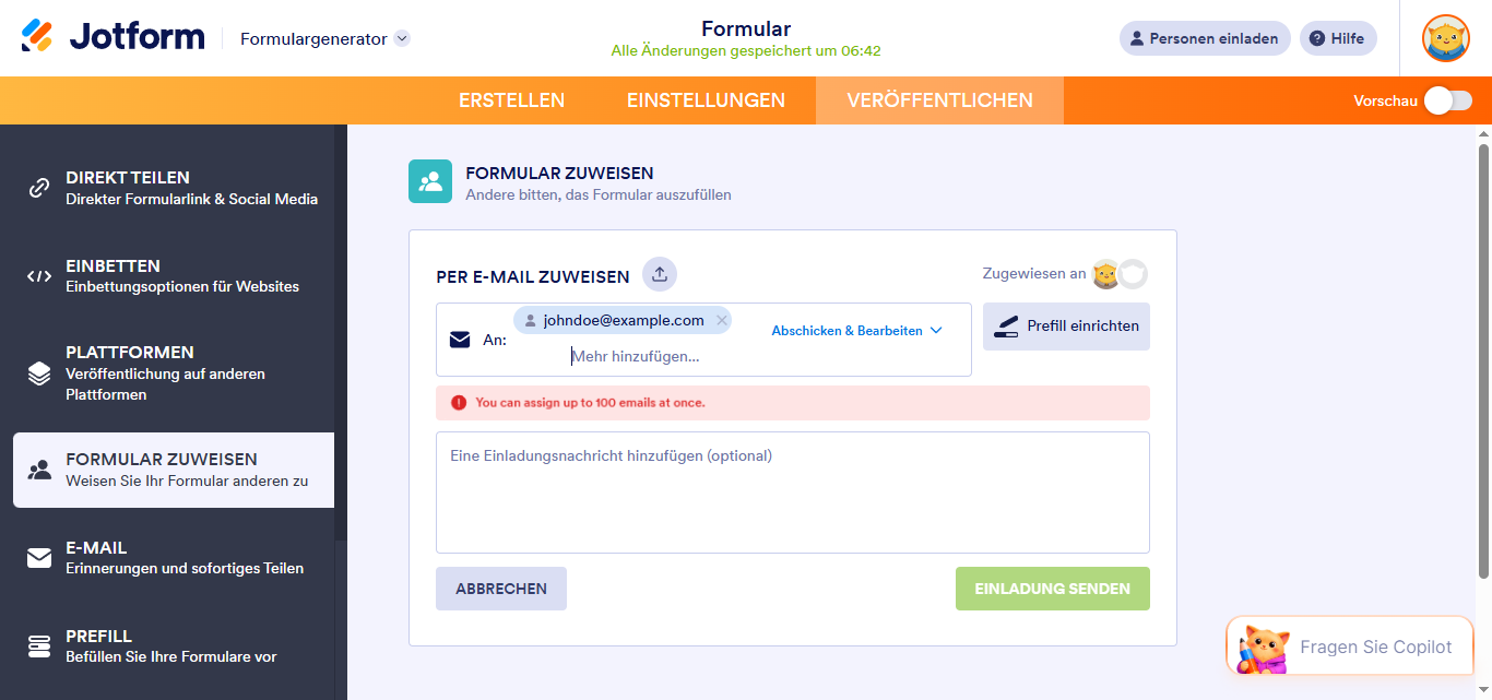 Hinzufügen von Empfängern zu Ihrem Formular Image-4