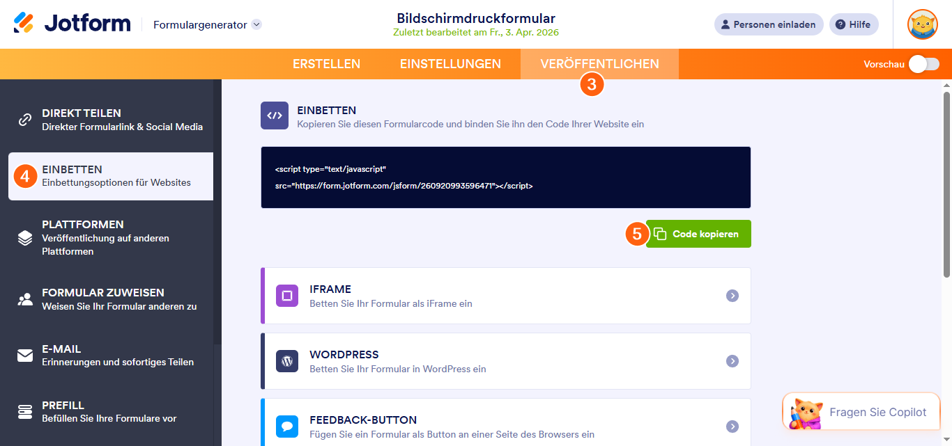 Ein Formular in eine Webseite einbetten Image-3