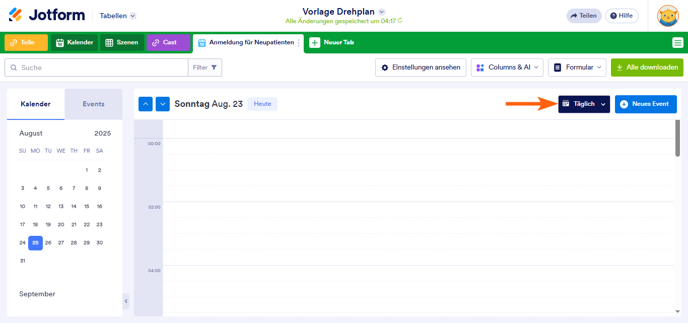 Wie Sie eine Kalenderansicht in Jotform Tabellen hinzufügen Image-13