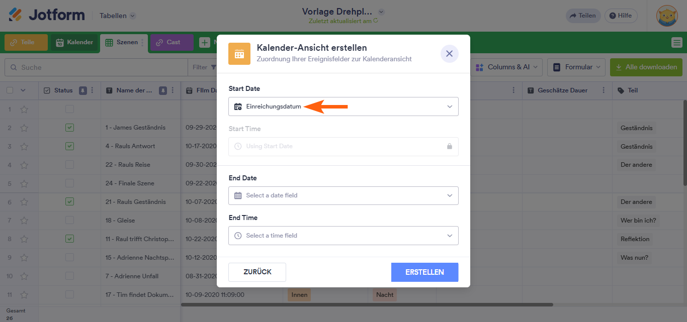 Wie Sie eine Kalenderansicht in Jotform Tabellen hinzufügen Image-8