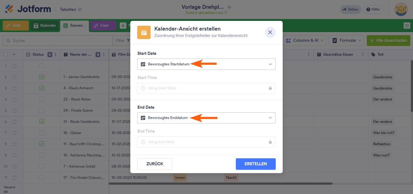 Wie Sie eine Kalenderansicht in Jotform Tabellen hinzufügen Image-6