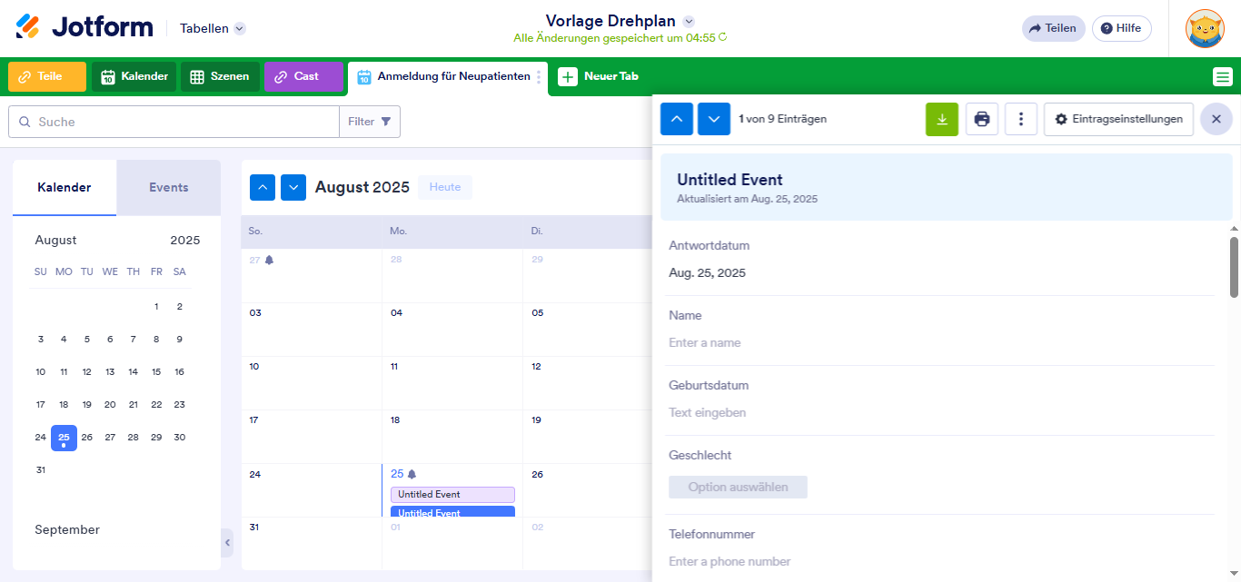 Wie Sie eine Kalenderansicht in Jotform Tabellen hinzufügen Image-17