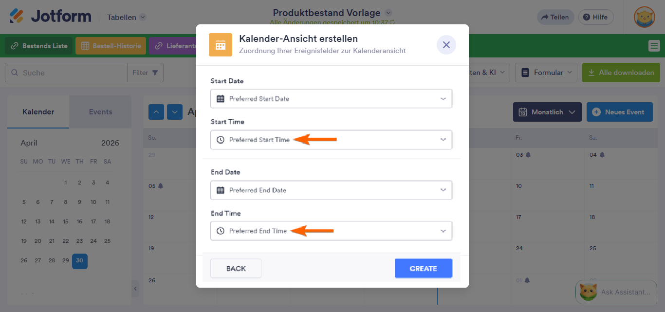 Wie Sie eine Kalenderansicht in Jotform Tabellen hinzufügen Image-9