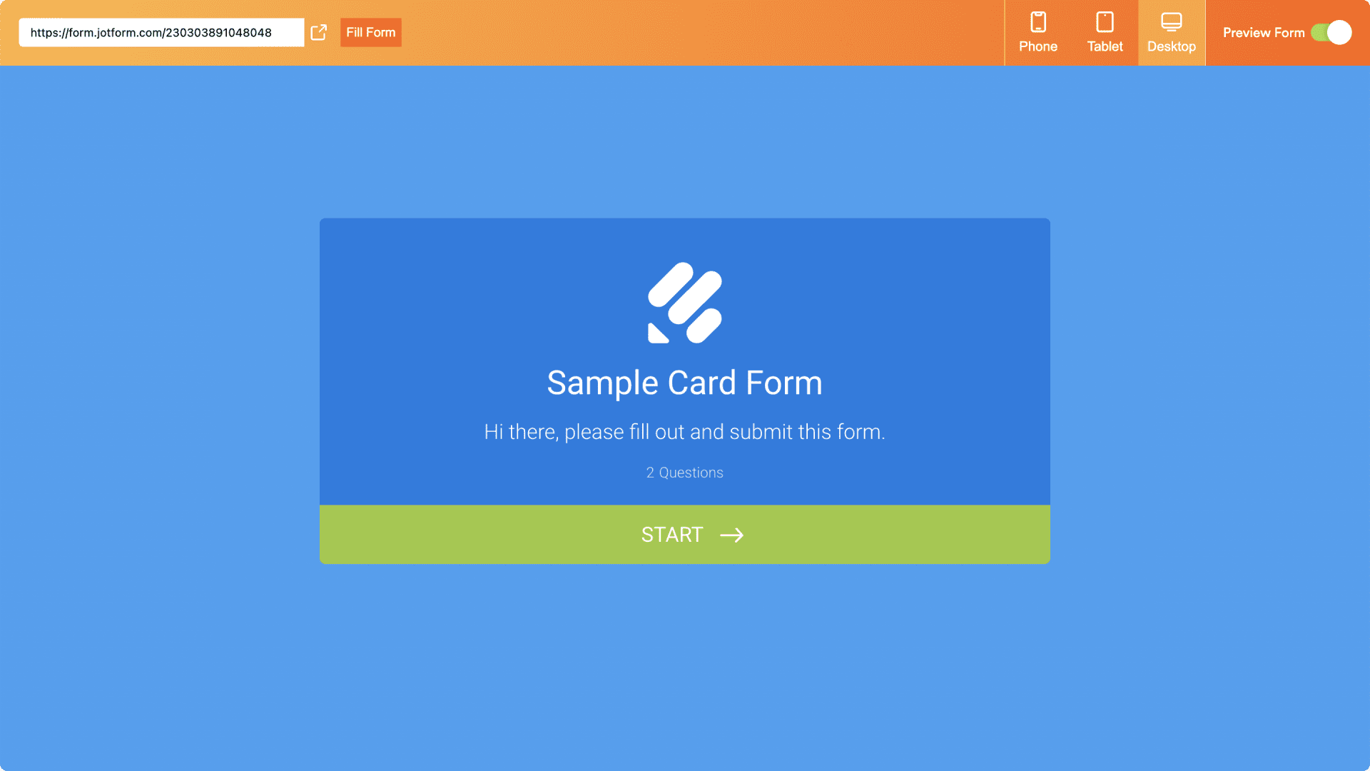 Sample card form