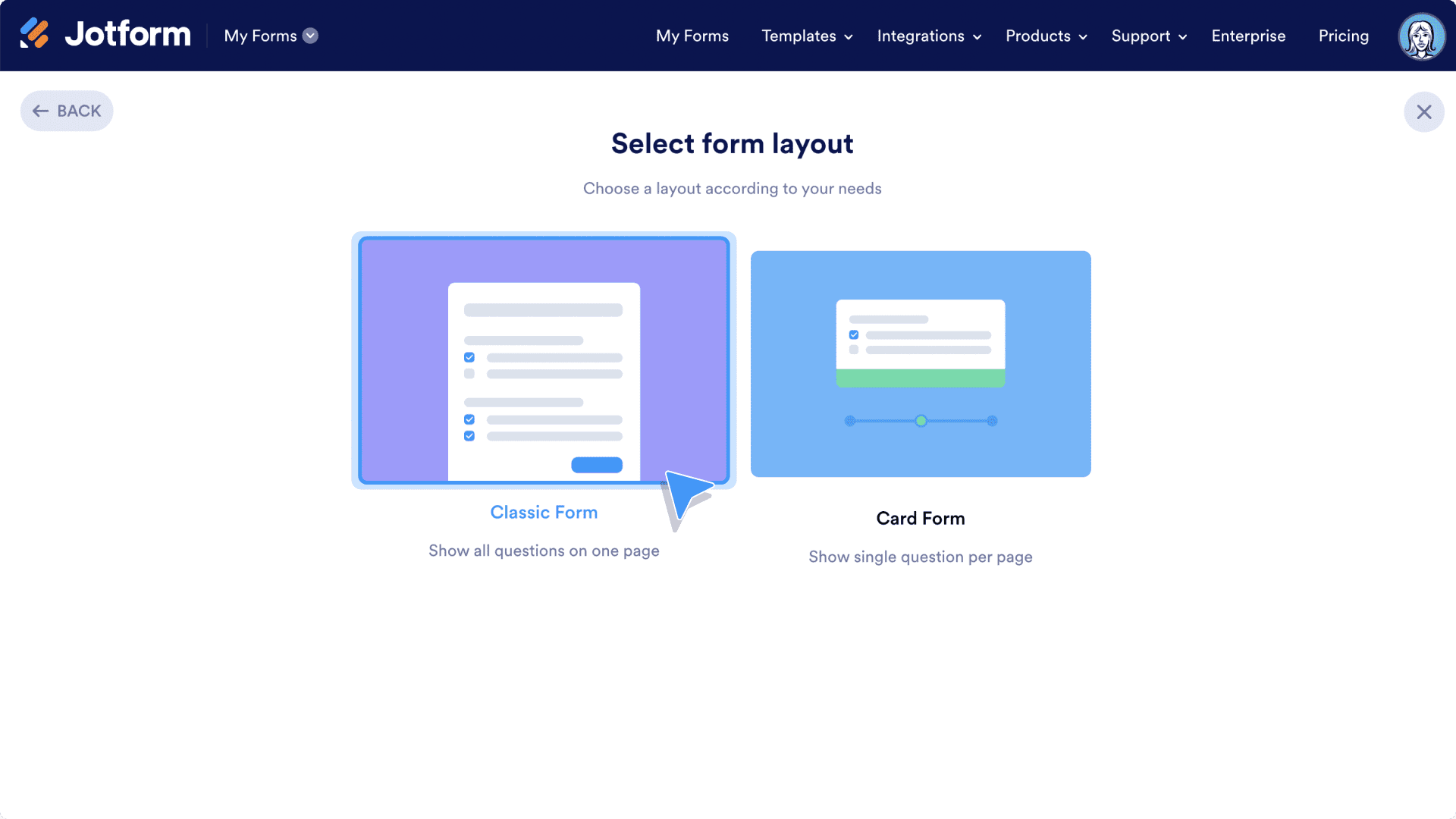 Select form layout