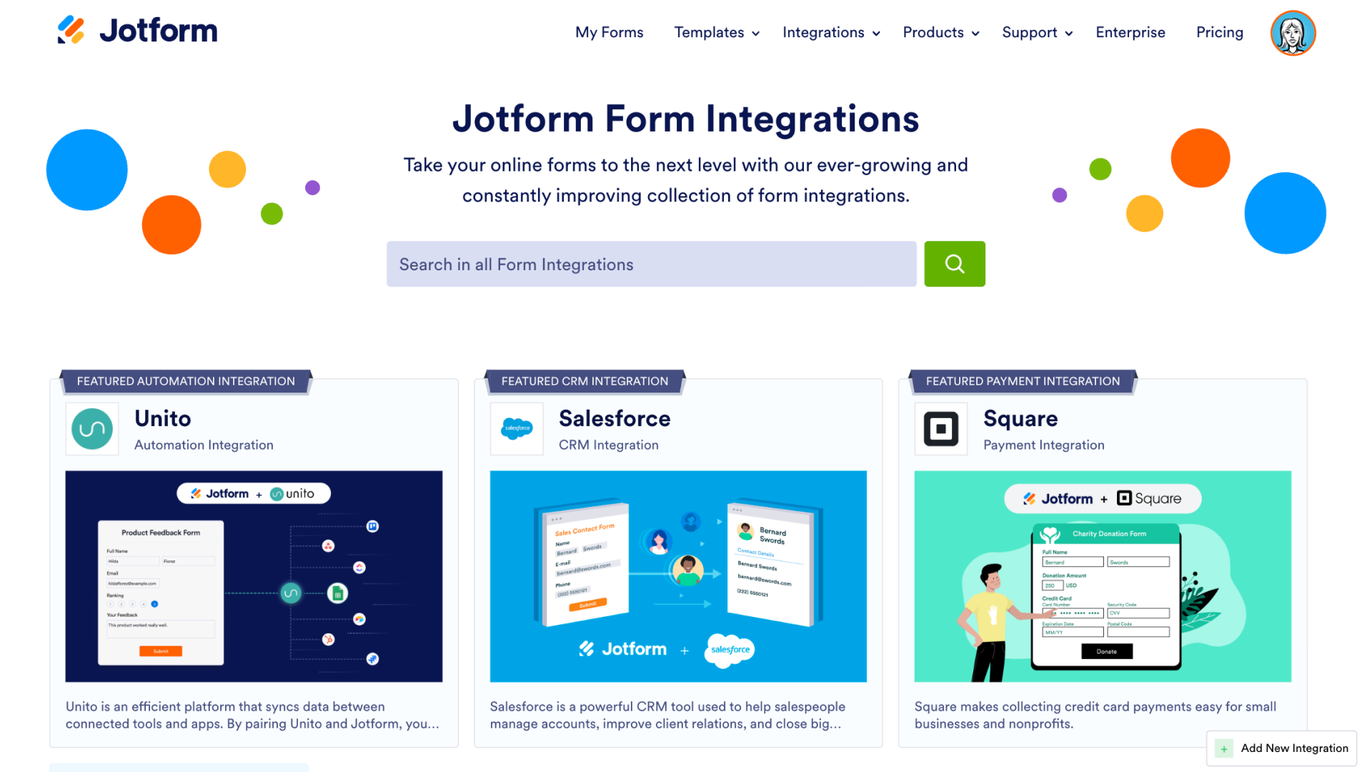 Jform Form Integrations