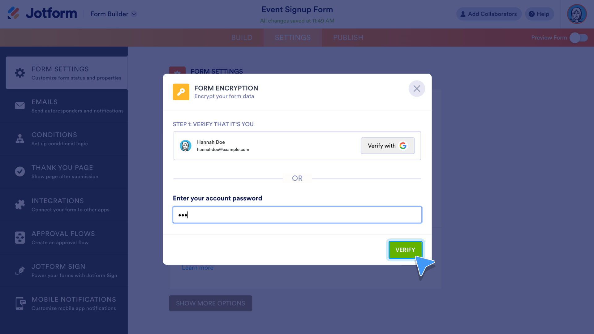 Encrypt Form Data Verify