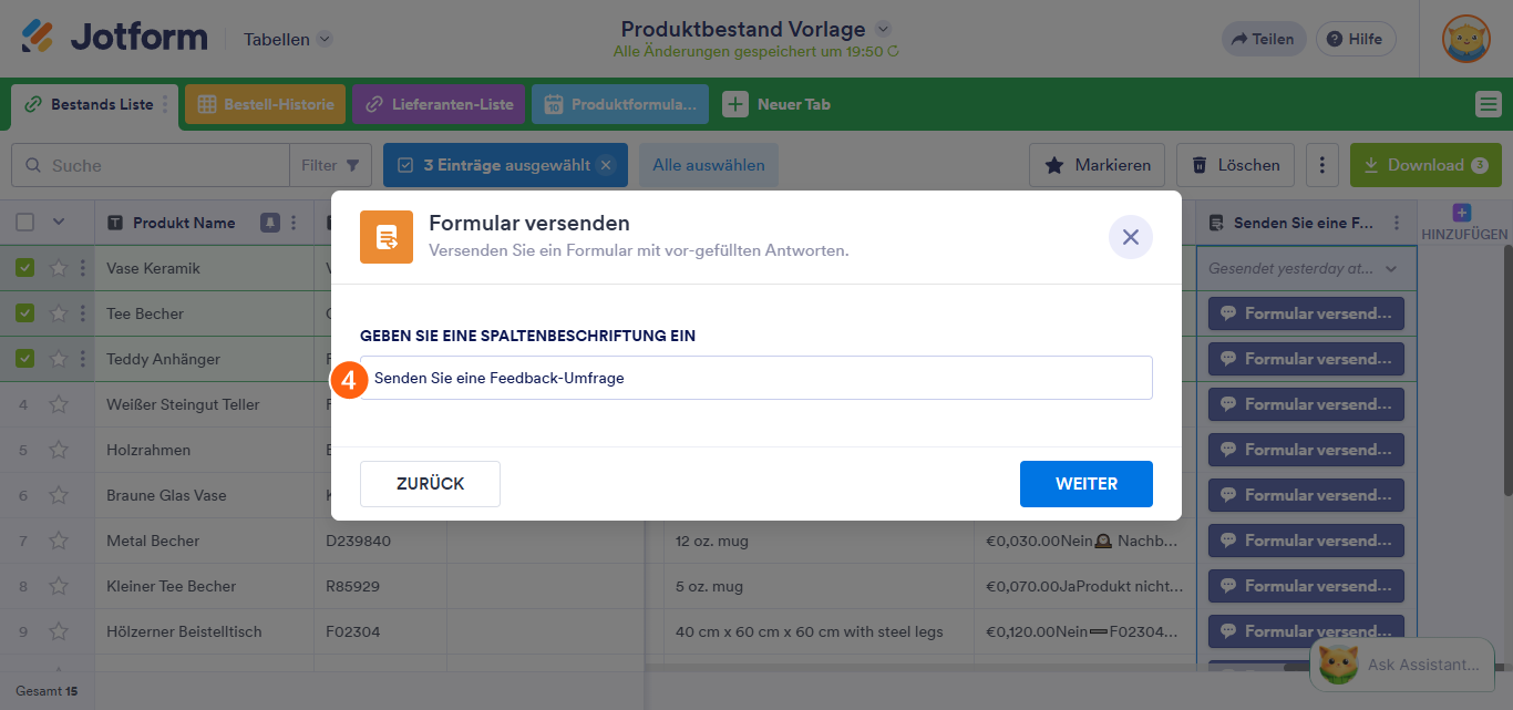 Wie Sie Formulare in Jotform Tabellen versenden Image-3