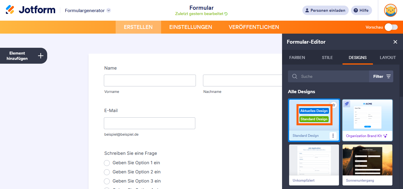 Wie Sie ein Design auf Ihr Formular anwenden Image-3