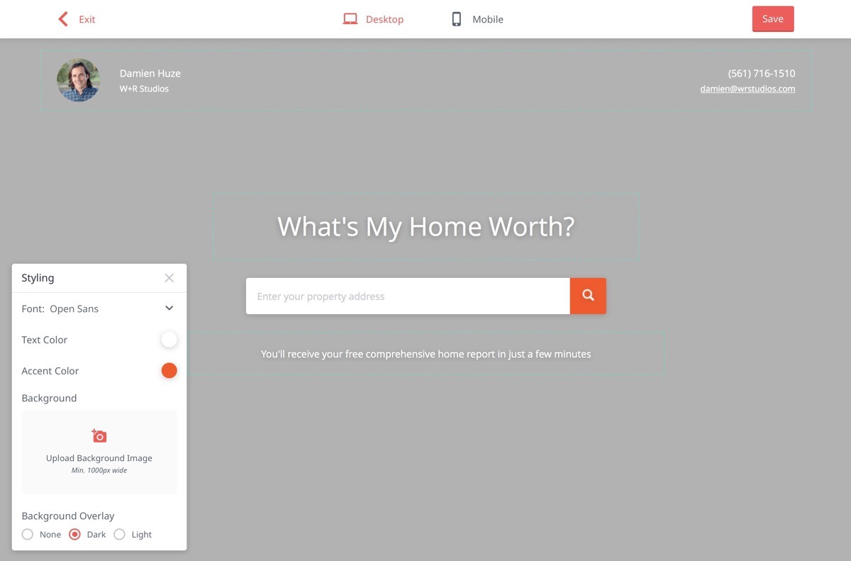 Benutzeroberfläche von Cloud Attract