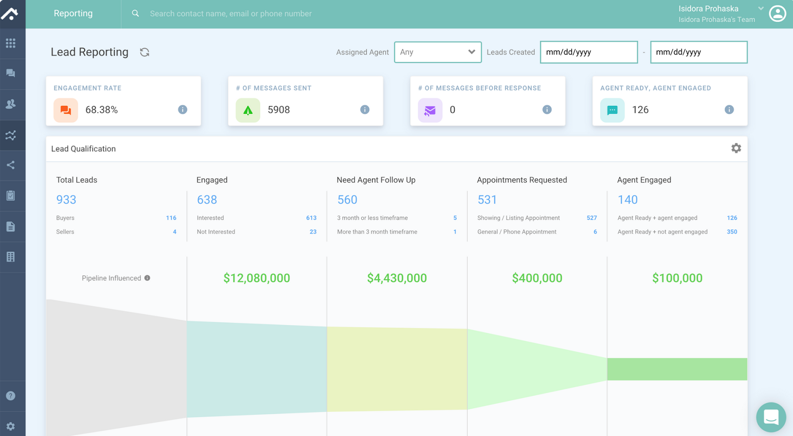 Benutzeroberfläche von Structurely